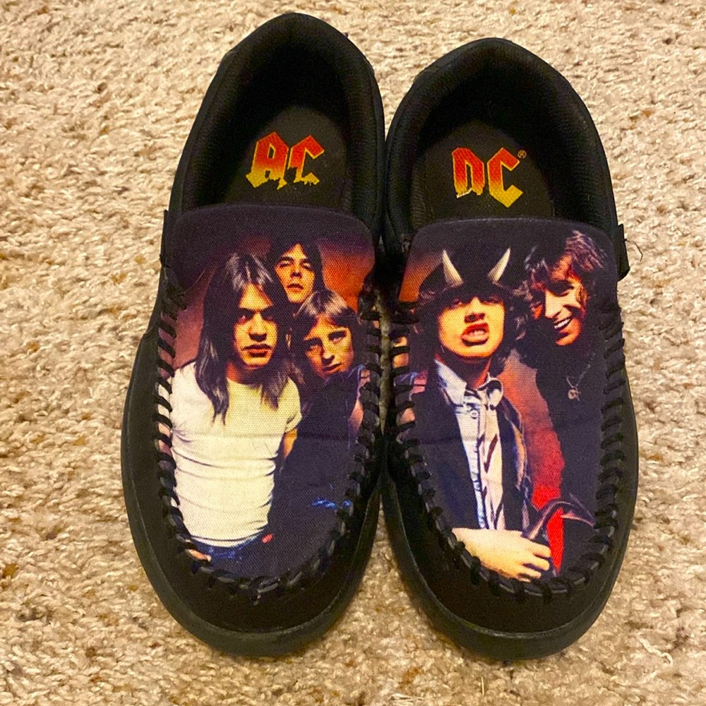 Gently worn DC Loafer Shoes Featuring AC/DC